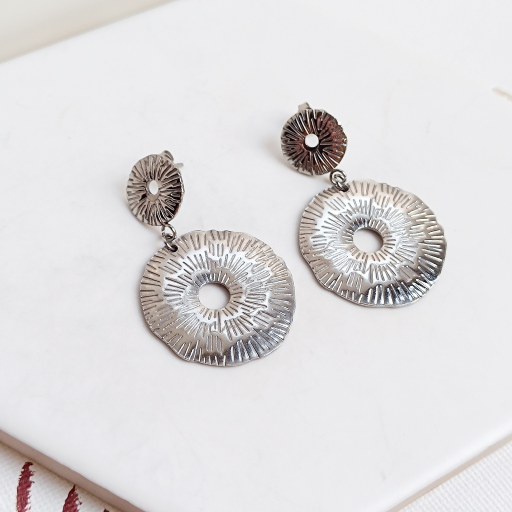 Pendientes Largos Esfera Plateado