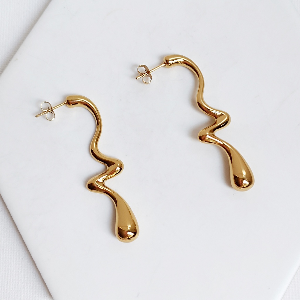 Pendientes Largos Zig Zag Dorado