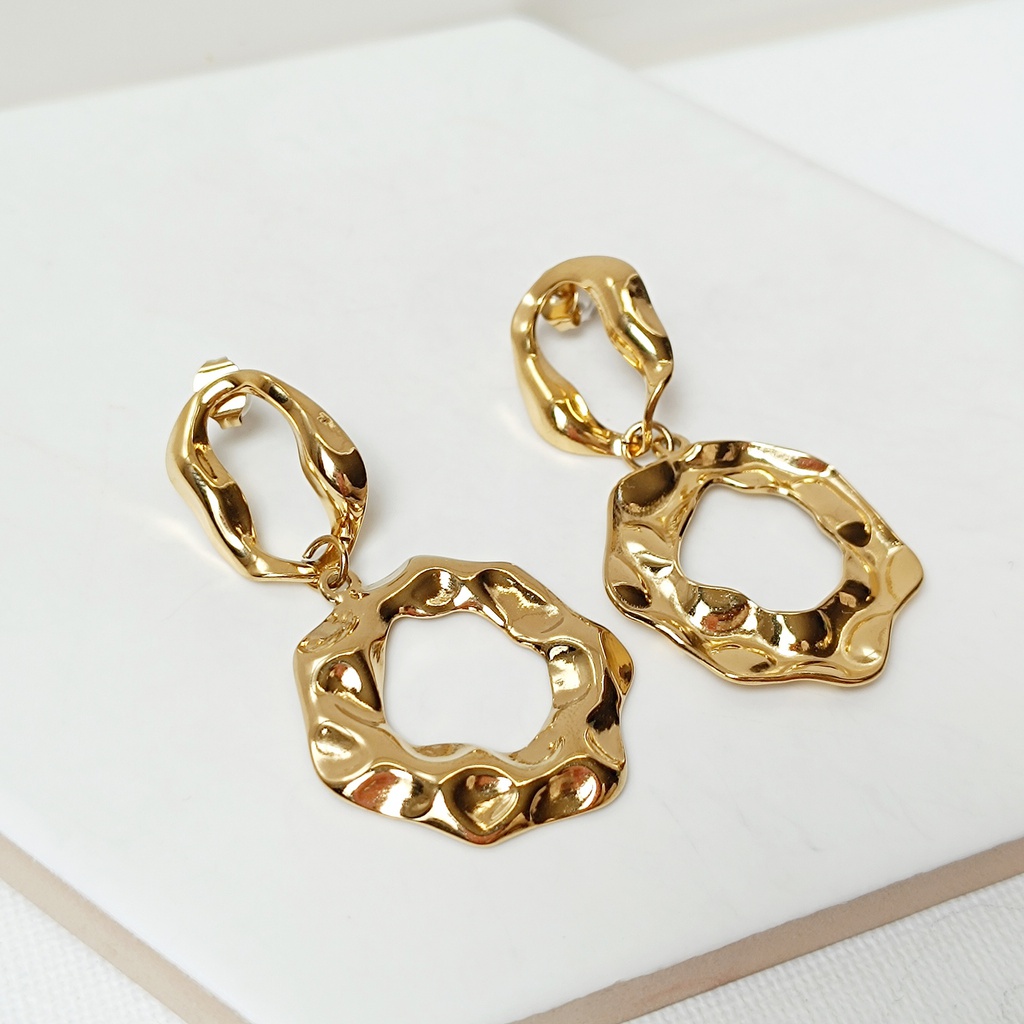 Pendientes Doble Chapa Texturas Dorado