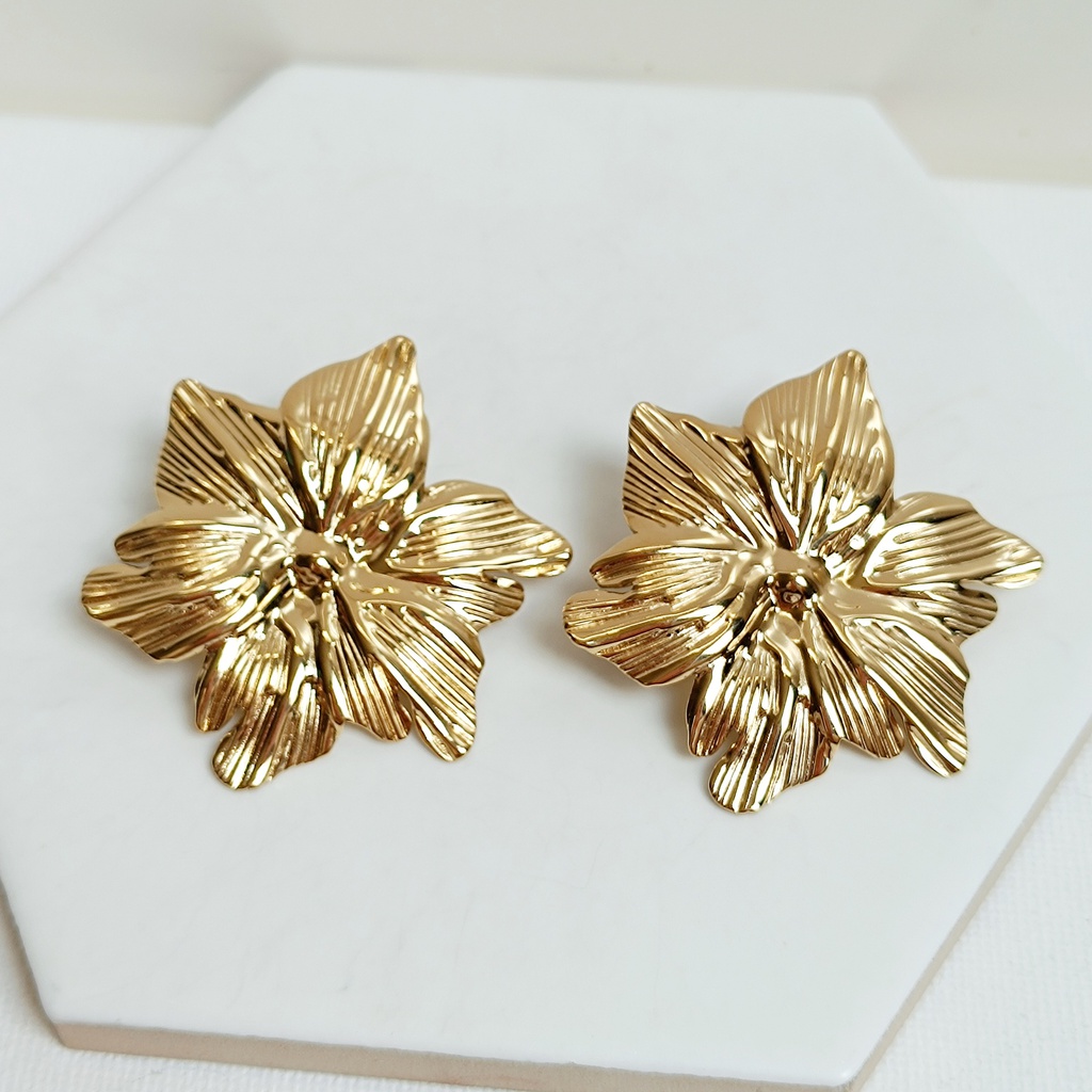 Pendientes Flor Realista Dorado