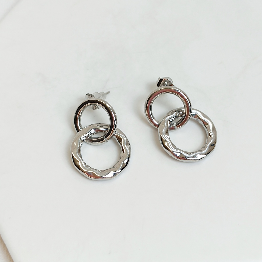 Pendientes Doble Chapado Liso Plateado