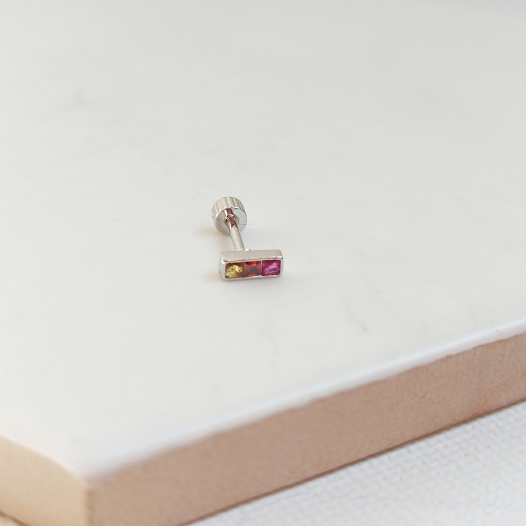 Pendiente Circonita Colores Plateado (Rosca)