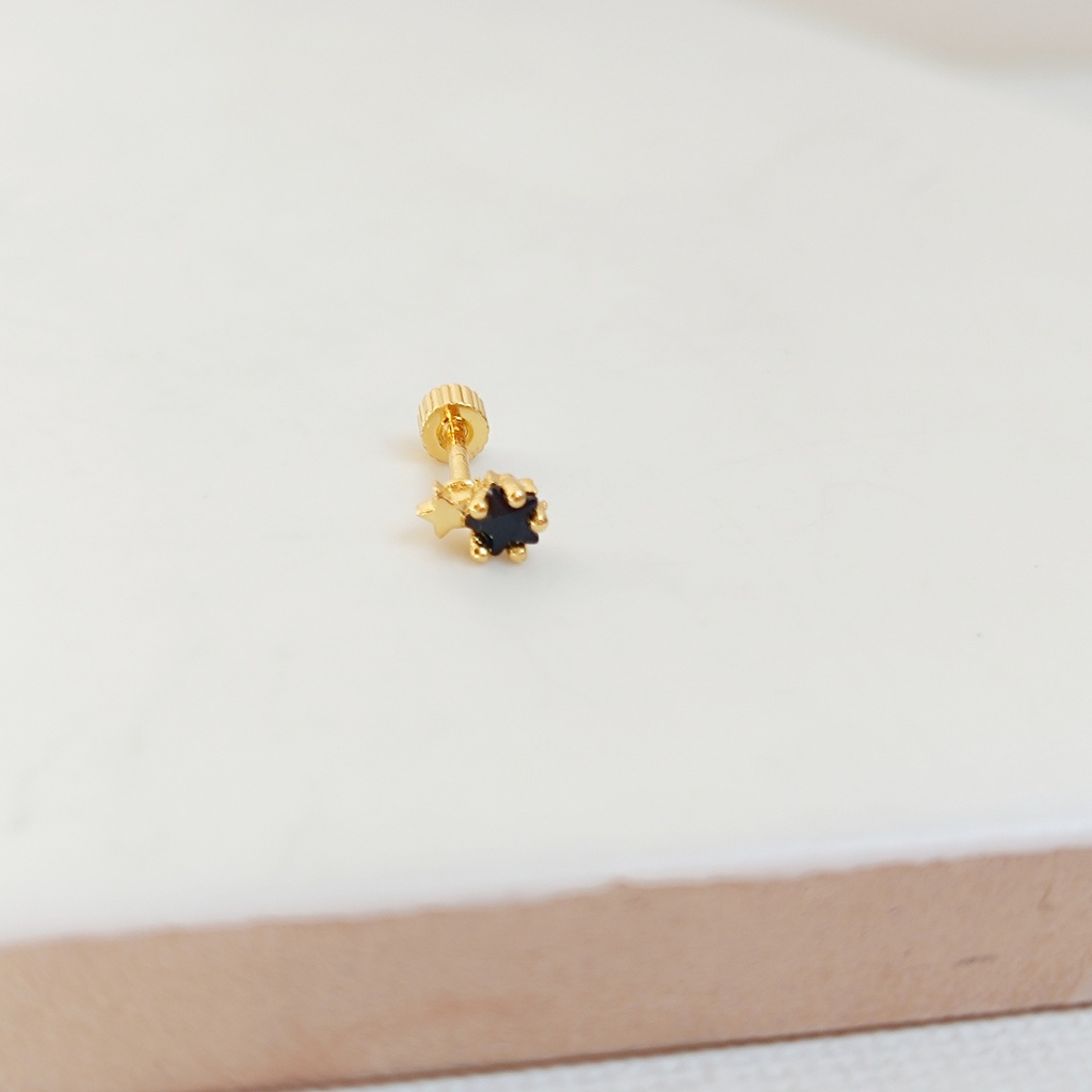 Pendiente Circonita Estrella Dorado (Rosca)