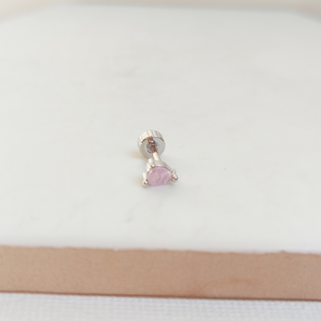 Pendiente Circonita Rosa Plateado (Rosca)