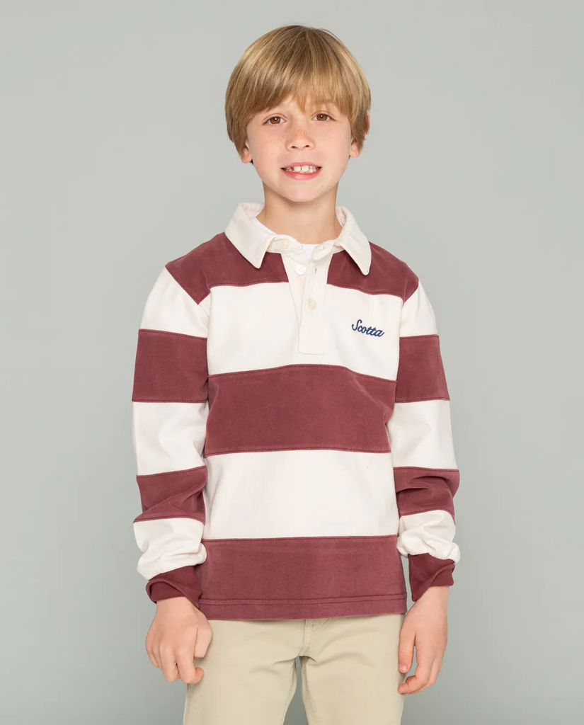 Polo Niño Rugby Stripes Moto Burdeos - Scotta