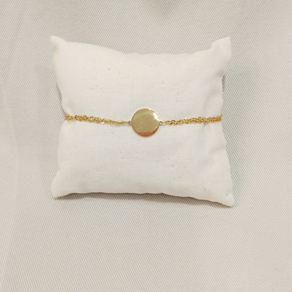 Pulsera Medalla Grabable Doble Cadena Dorada