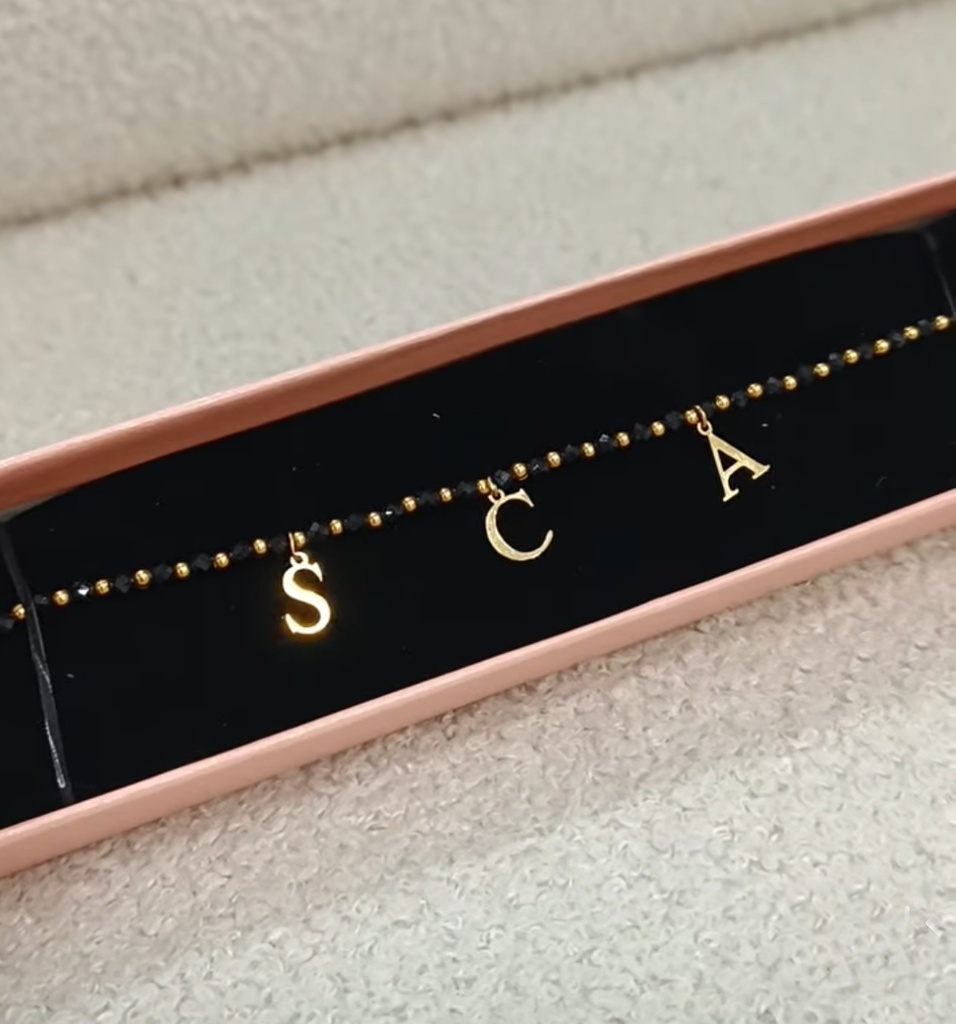 Pulsera Cuentas + Inicial/es Silueta