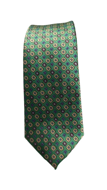 Corbata Verde Con Motivos Flores Doradas Y Burdeos - Stroget