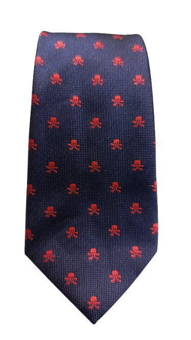 Corbata Azul Oscuro Con Calaveras Rojas - Stroget
