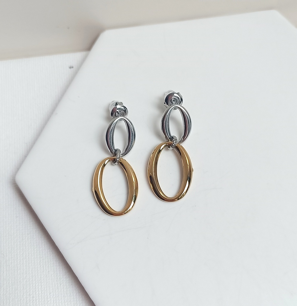 Pendientes Doble Óvalo Bicolor