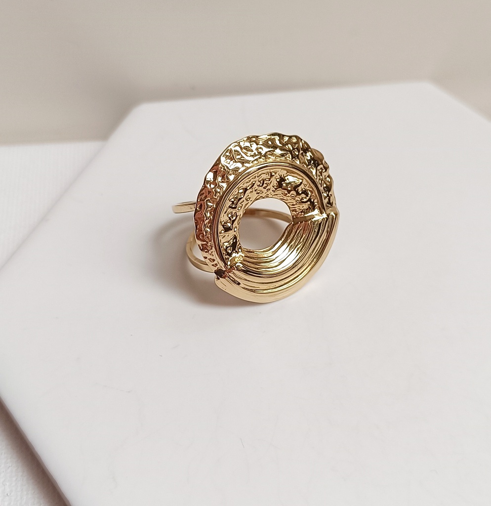 Anillo Maxi Círculo Diferentes Textura Dorado