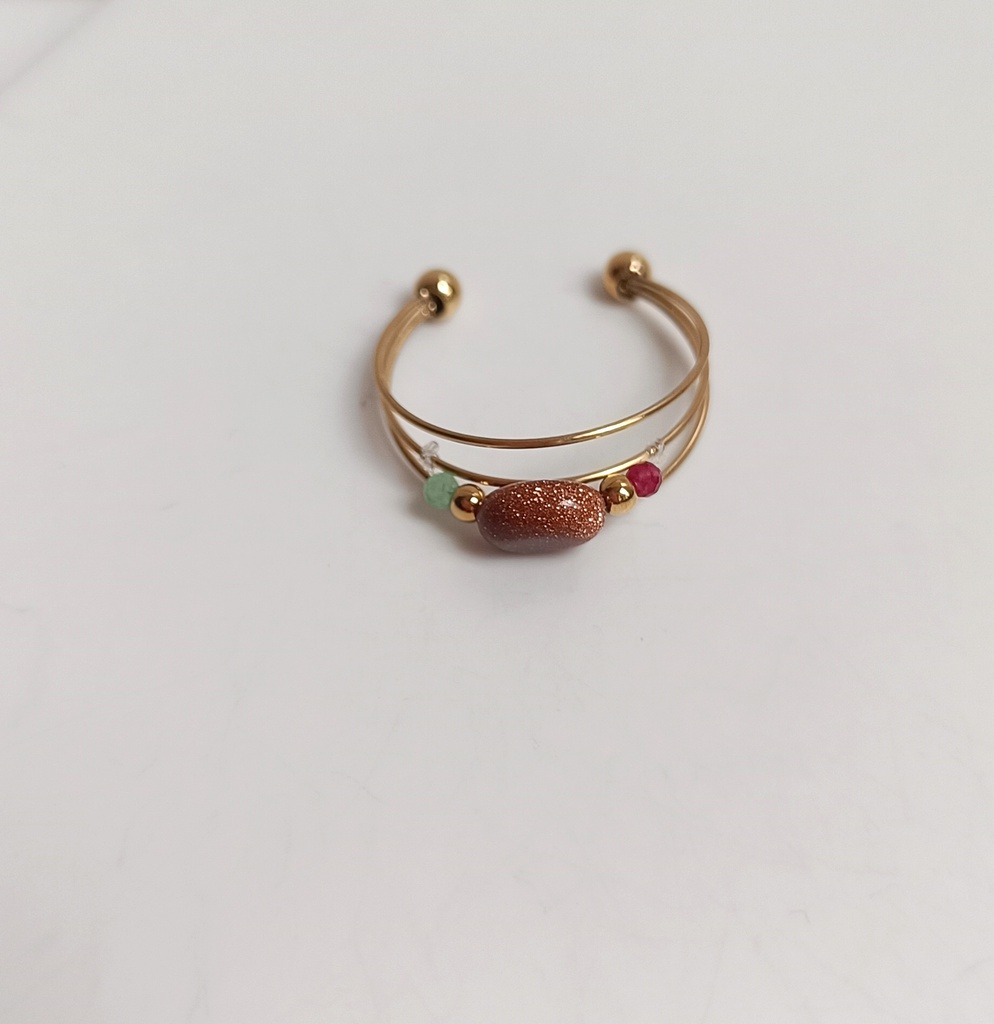 Anillo Piedra Brillantina Dorado