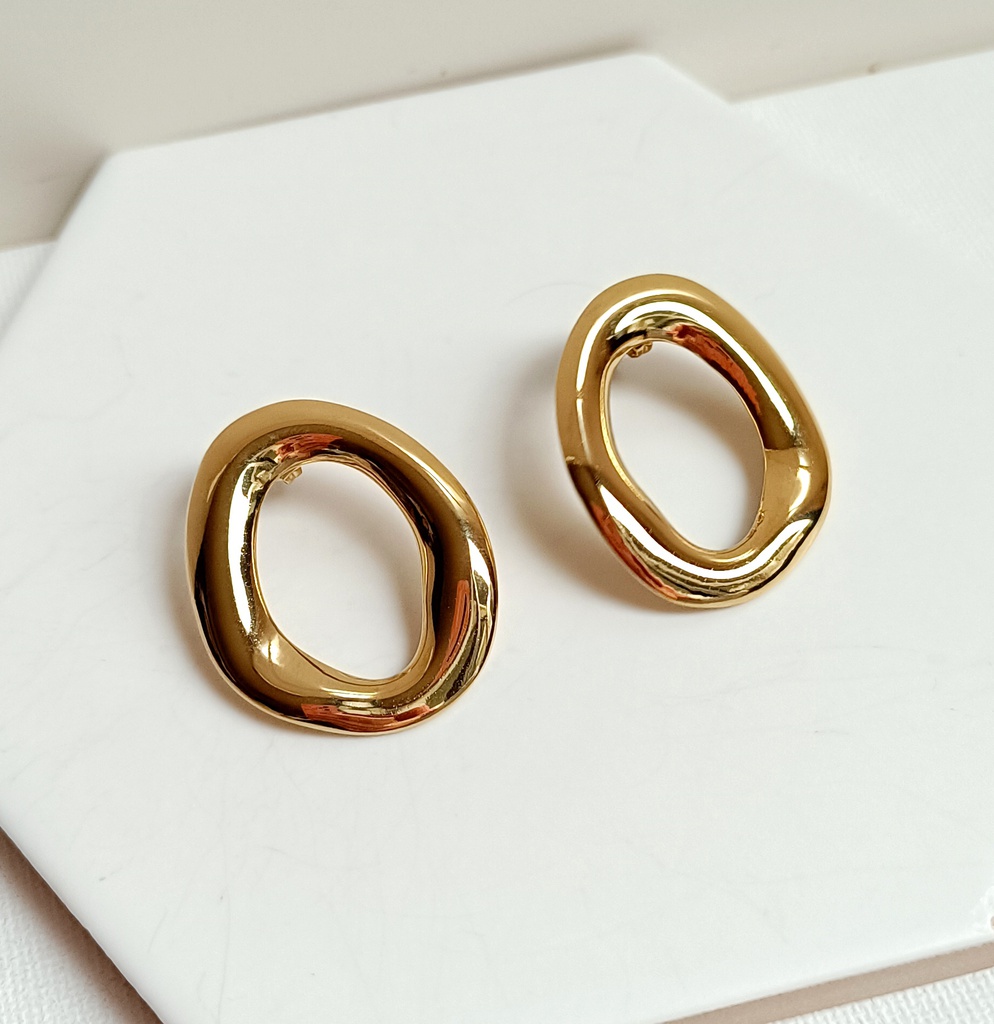 Pendientes Ancho Geo Dorado