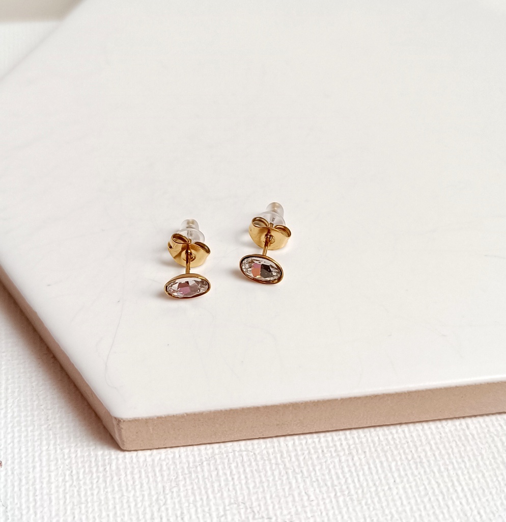 Pendientes Óvalo Circonita Dorado
