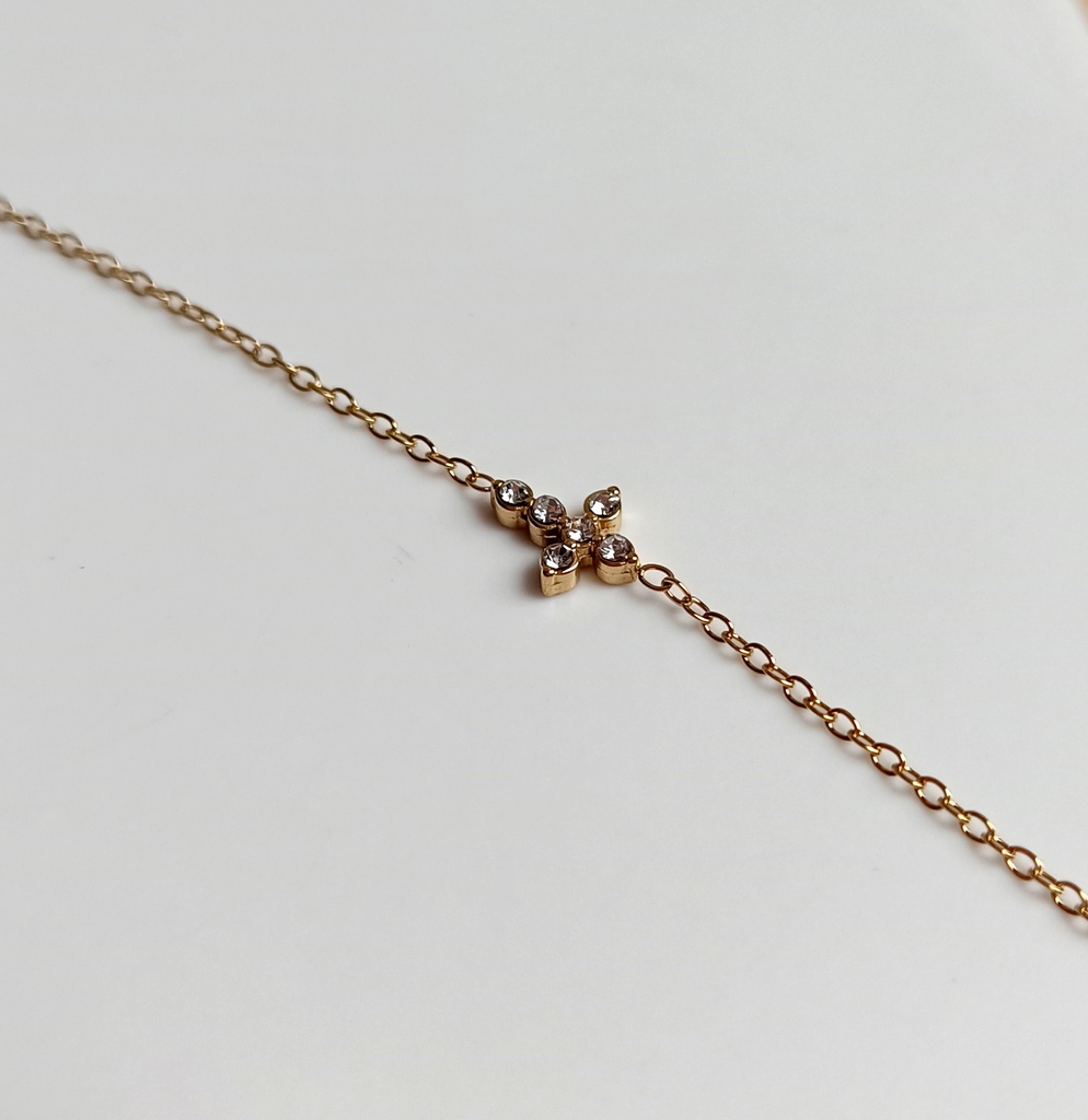 Pulsera Cruz Circonita Dorado