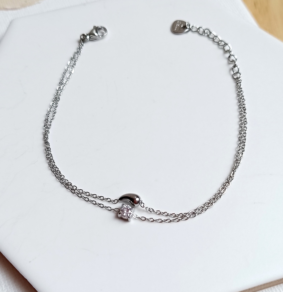 Pulsera Gota Con Circonita Plateado