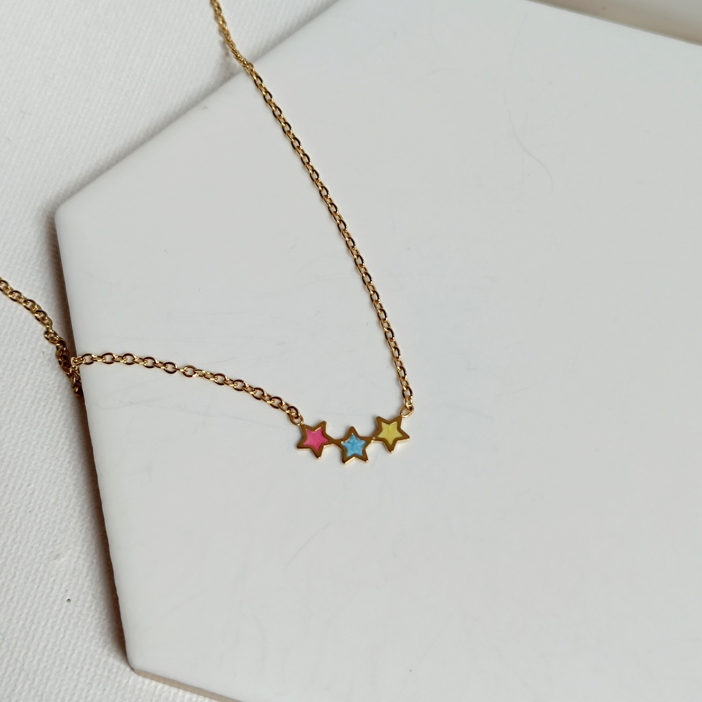 Collar Estrellas Colores Dorado