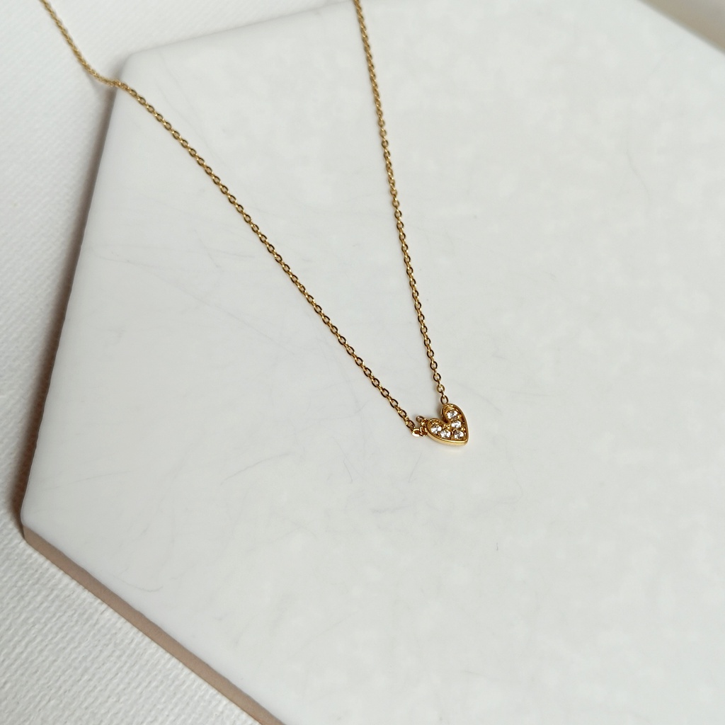 Collar Mini Corazón Circonita Dorado