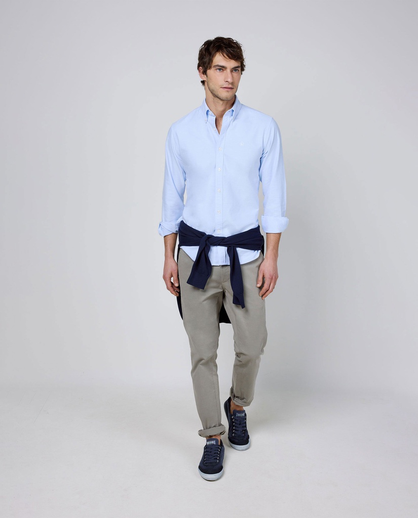 Camisa Oxford Liso Celeste - El Ganso