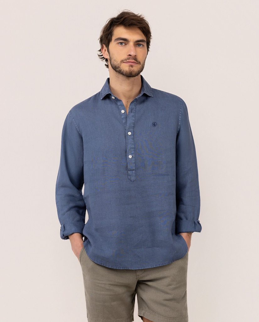 Camisa Polera Lino Marino - El Ganso
