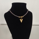 Collar Cordón Corazón Relieve Dorado