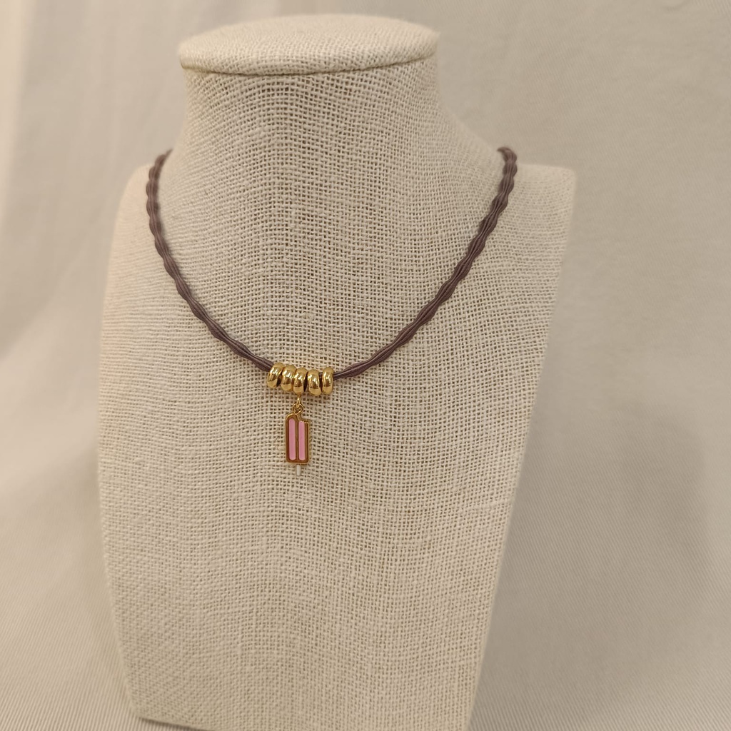 Collar Cordón Helado Rosa Dorado