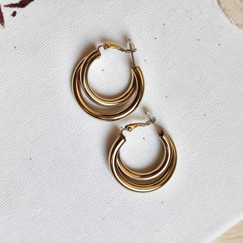 Pendientes Doble Aro Dorado