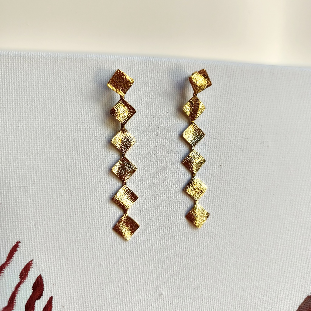 Pendientes Multi Cuadrados Textura Dorado