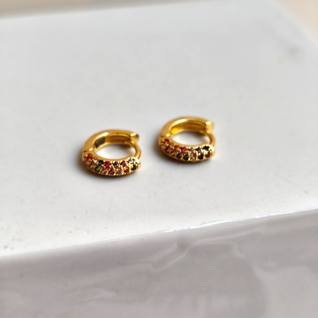 Aros Circonitas Colores Dorado