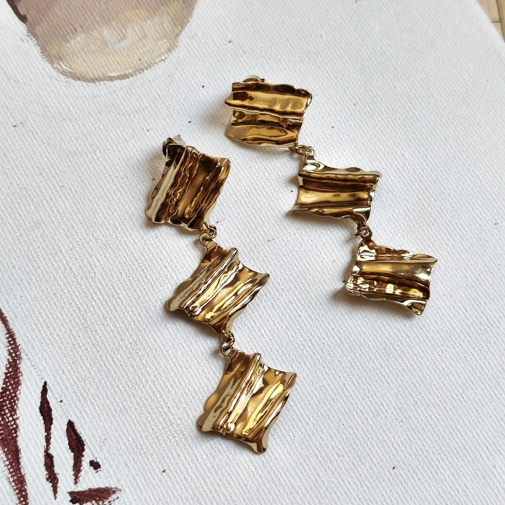 Pendientes Arrugado Dorado