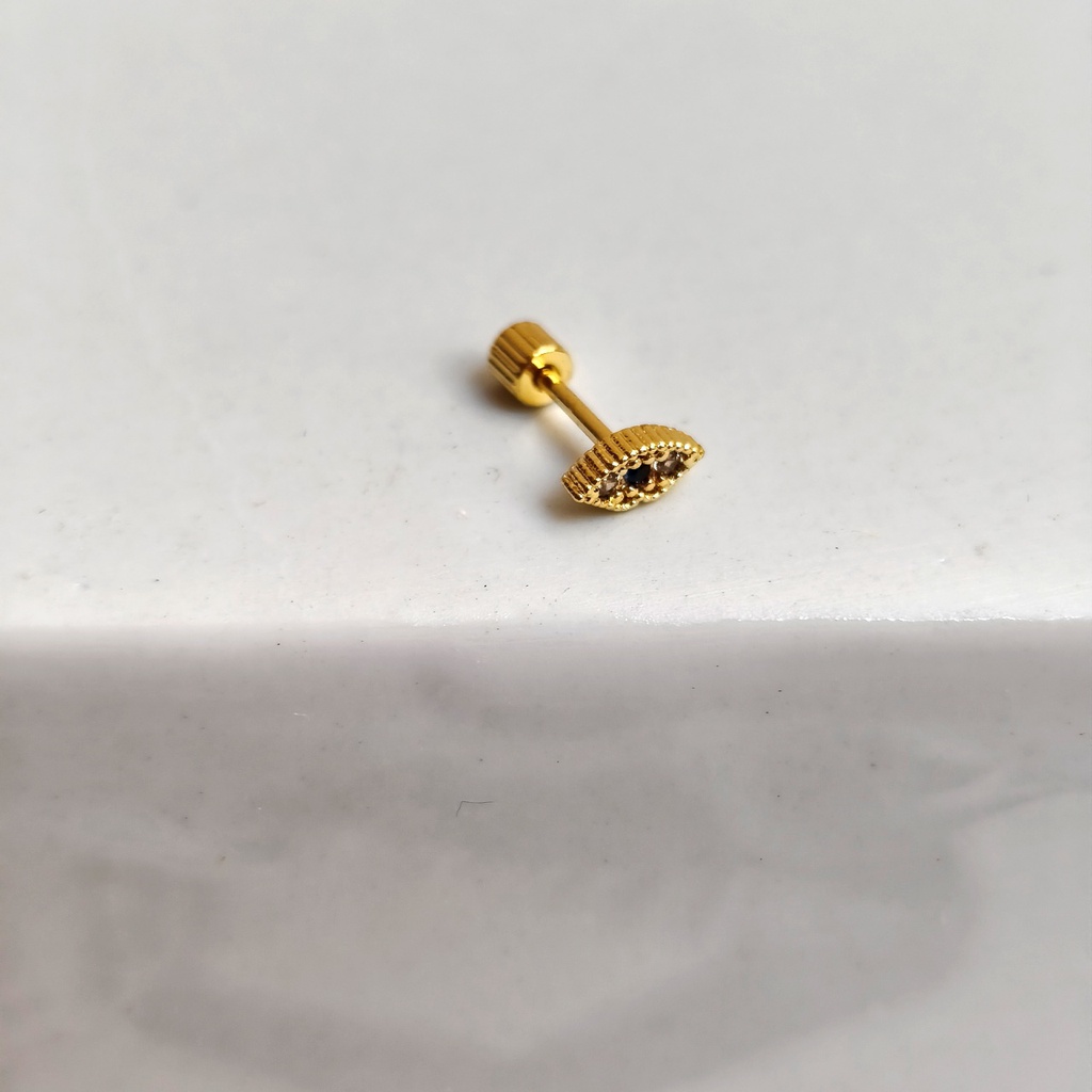 Pendiente Circonita Labio Dorado (Rosca)