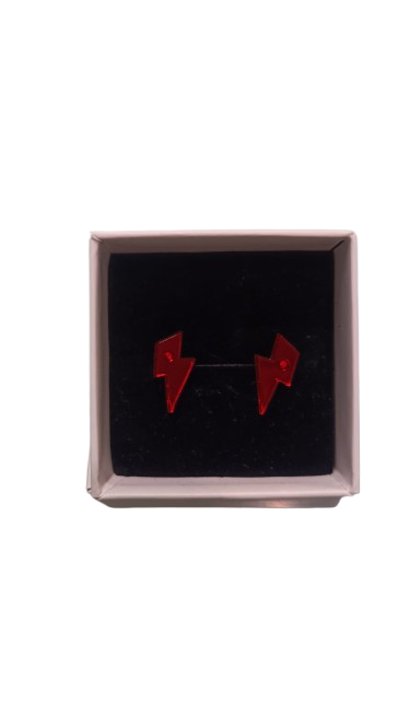 Pendientes Metacrilato Mini Rayo Rojo
