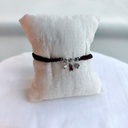 Pulsera Trenzada Marrón Triple Charm Escarabajo (Plateado)
