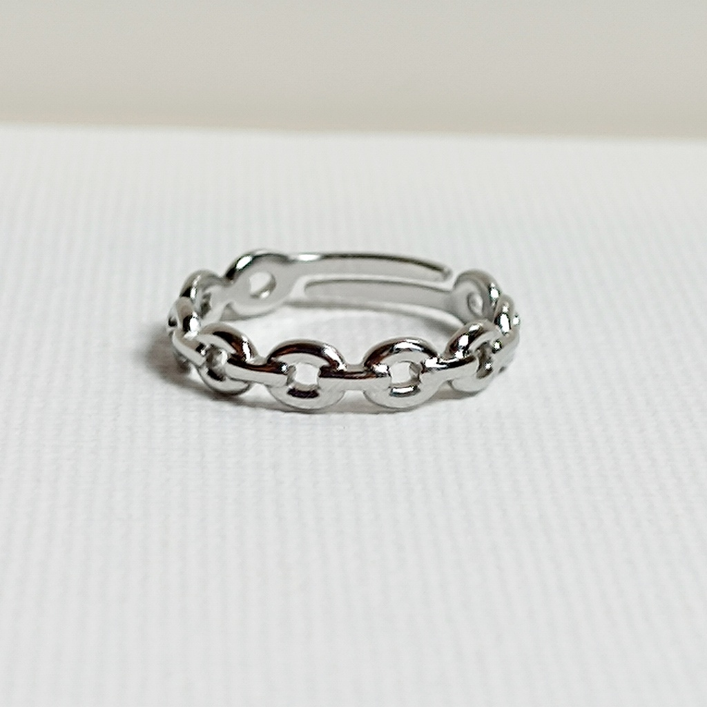 Anillo Cadena Redonda Fino Plateado