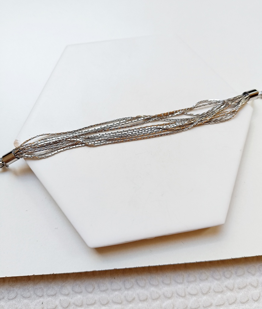 Pulsera Hilos Cadenita (Plateada)