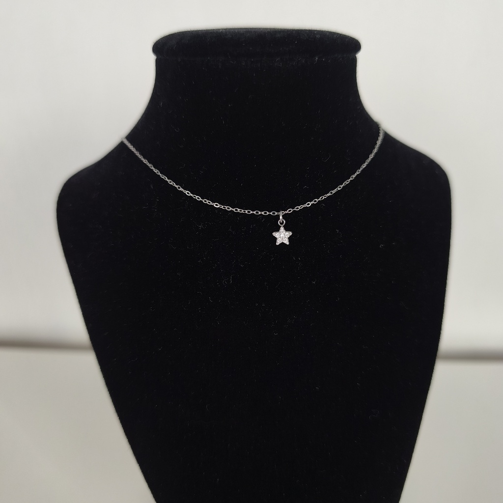 Collar Colgante Mini Estrella Brillo Plateado