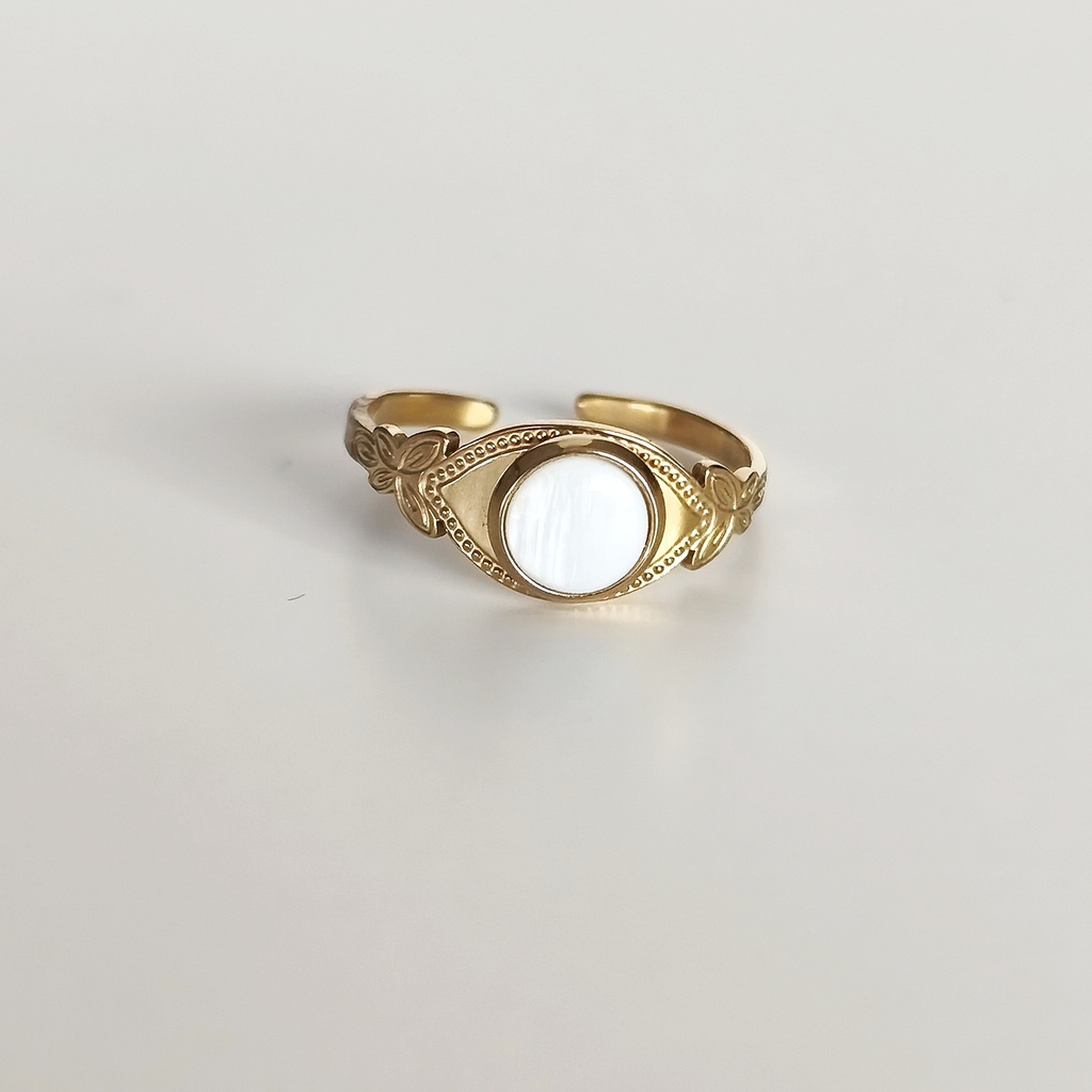 Anillo Sello Nácar (Dorado)