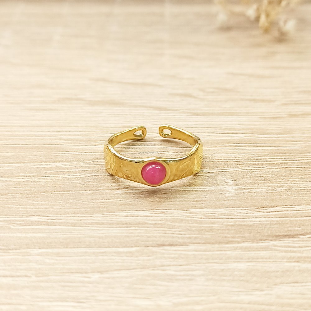 Anillo Ondas Rosa Dorado