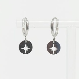 Aritos Charm Destello Chapa Plateado