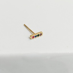 [PI124] Pendiente Palito Circonitas Colores Dorado