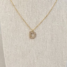 Collar Inicial Dorada Brillo Letra "D"
