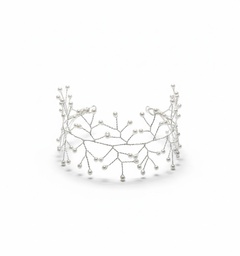 Brazalete Fantasia Perlas Blancas (Plateado)