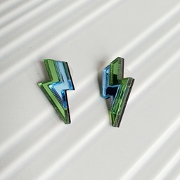 Pendientes Metacrilato Rayo Doble Color Verde-Azul