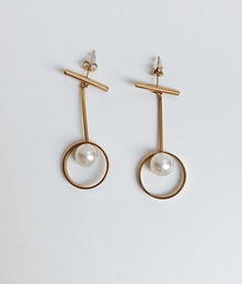 Pendientes Stick Geo Perla Dorado