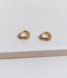 Aros Mini Tira Cruzada Colores Suaves Dorado