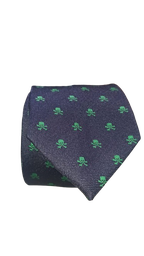 [CB207] Corbata Azul Marino Calaveras Verdes