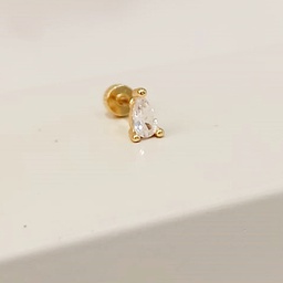 Pendiente Cristal Triangular Dorado (Rosca)