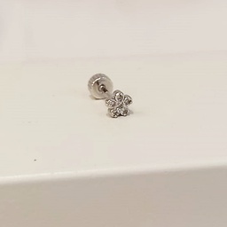 [PR027] Pendiente Florecita Circonitas Plateado (Rosca)