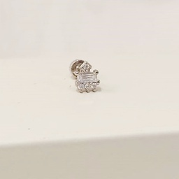 [PR021] Pendiente Rectángulo Mini Cuadrados Circonitas Plateado (Rosca)