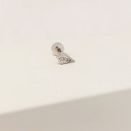 [PR018] Pendiente Rombo Geo Mini Circon Plateado (Rosca)